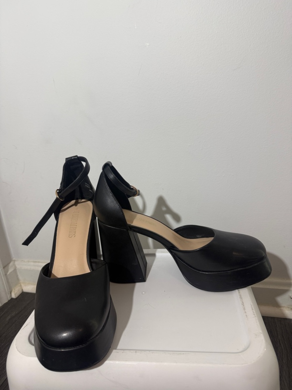 Black Platform Ankle-Strap Heels